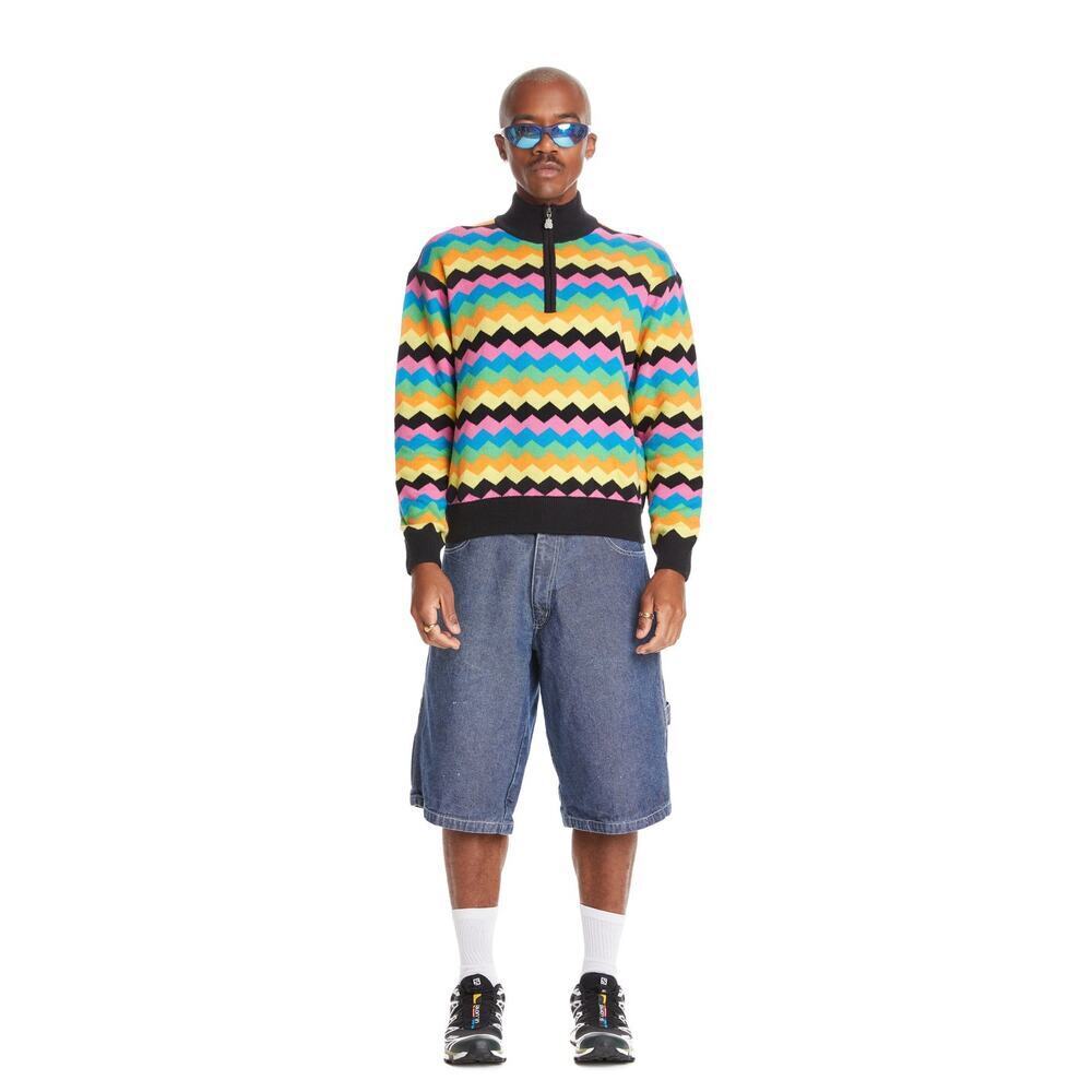 mens teddy fresh zig zag quarter zip jacquard sweater sz med